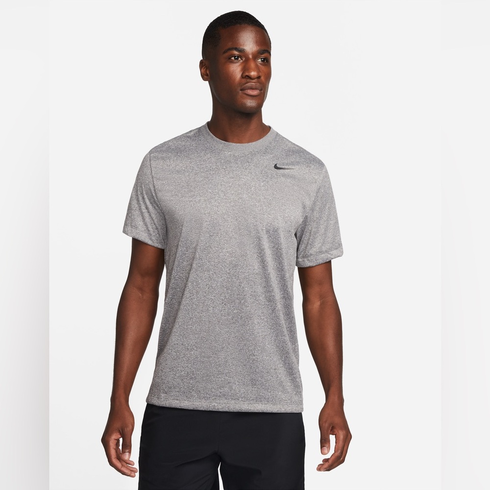 Nike Men’s Dri-Fit Short-Sleeve Fitness T-Shirt Heather Gray Large Gym Athletic